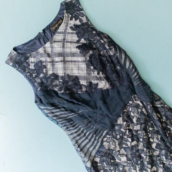 Tadashi Shoji Embroidered Tulle Boatneck Lace Floral Formal Sheath Dress - Picture 3 of 11